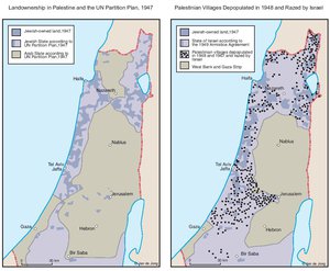 LAND OWNERSHIP IN PALESTINE AND THE UN PARTITION PLAN - PALESTINIAN DEPOPULATED AND DESTROYED VILLAGES, 1948-1949