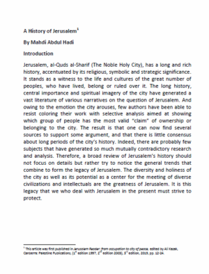 A History of Jerusalem