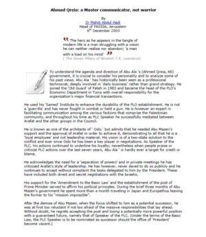 Ahmad Qreia: a Master Communicator, Not Warrior