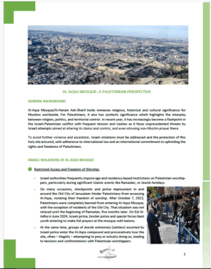 Al-Aqsa Mosque: A Palestinian Perspective