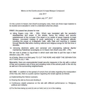 Memo on the Events around Al-Aqsa Mosque Compound - July 2017