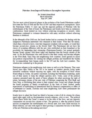 Palestine - From Imposed Partition to Incomplete Separation