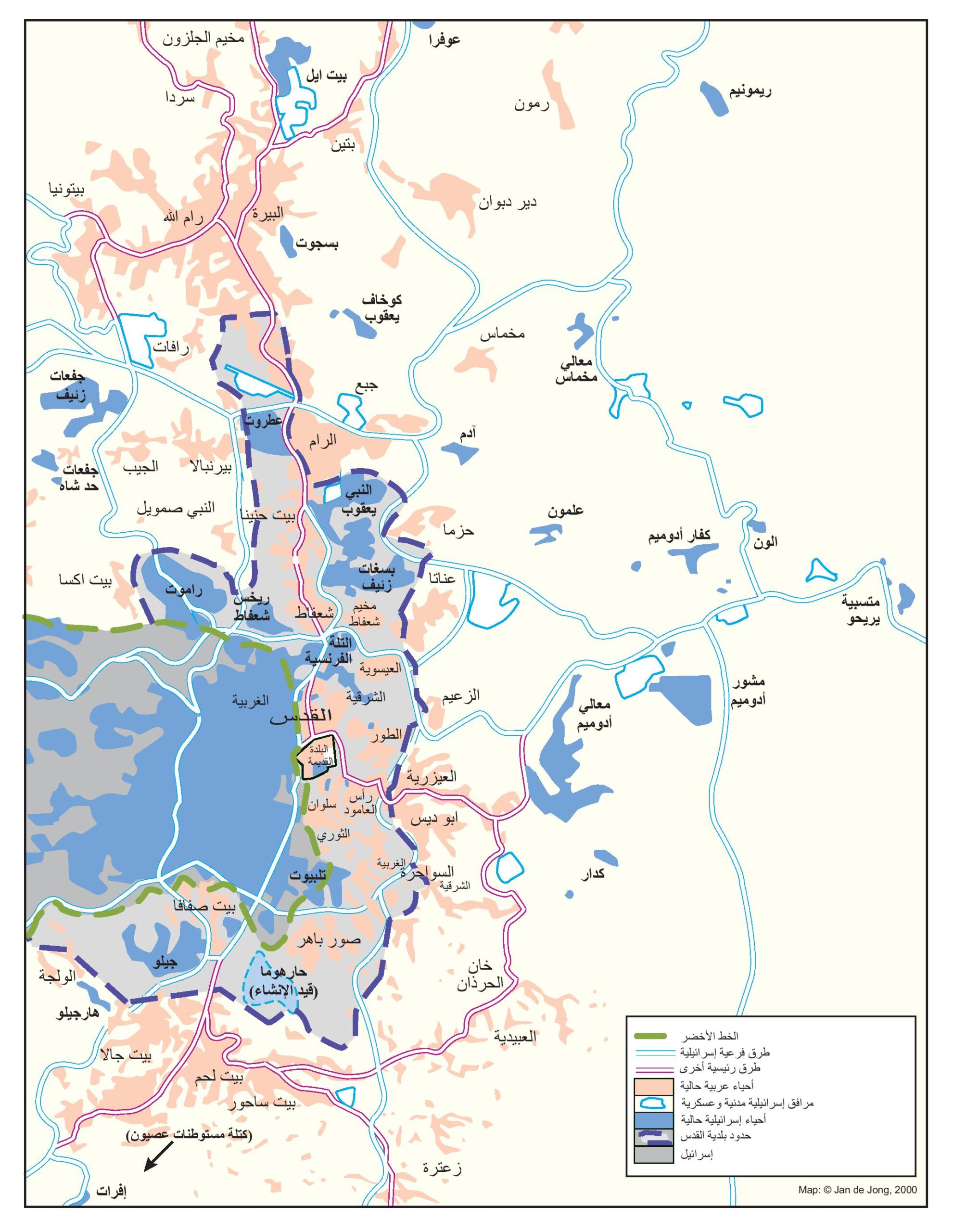 الأحياء الإسرائيلية والفلسطينية في القدس العاصمة، 2000