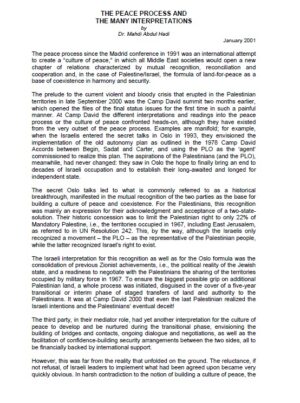 The Peace Process and the Many Interpretations
