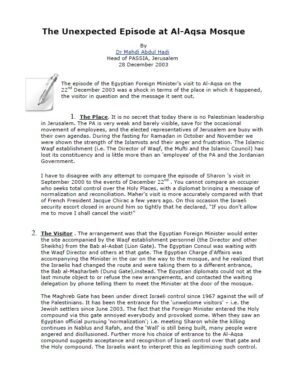 The Unexpected Episode at Al-Aqsa Mosque