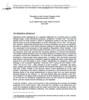 Thoughts on the Current Chapter of the Palestinian-Israeli Conflict