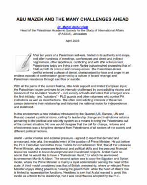Abu Mazen and the Many Challenges Ahead